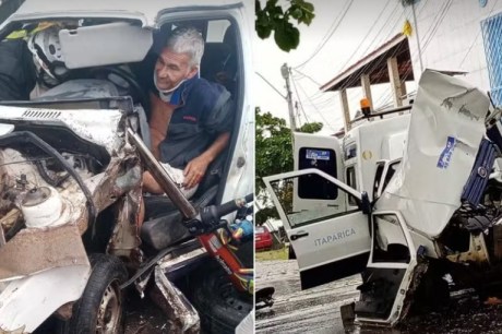 Vereador fica preso às ferragens após ambulância bater em poste na RMS