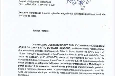 Servidores municipais de Sitio do Mato paralisam atividades e relatam atraso de salários