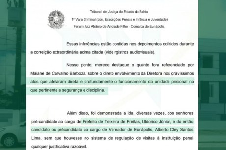 JUSTIÇA DETERMINA AFASTAMENTO DE DIRETORES APÓS FUGA EM MASSA DE DETENTOS EM EUNAPOLIS