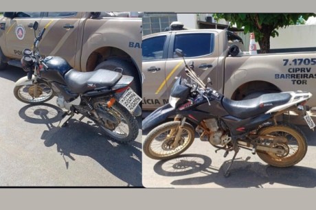 Duas Motocicletas com restrição de furto ou roubo foram recuperadas pela Polícia Rodoviária Estadual em Tabocas do Brejo Velho (BA)