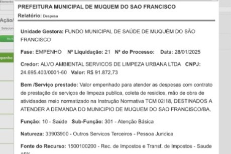 Ministério Publico apura contratação de empresa com indícios de fachada para realizar limpeza urbana em Muquem do São Francisco